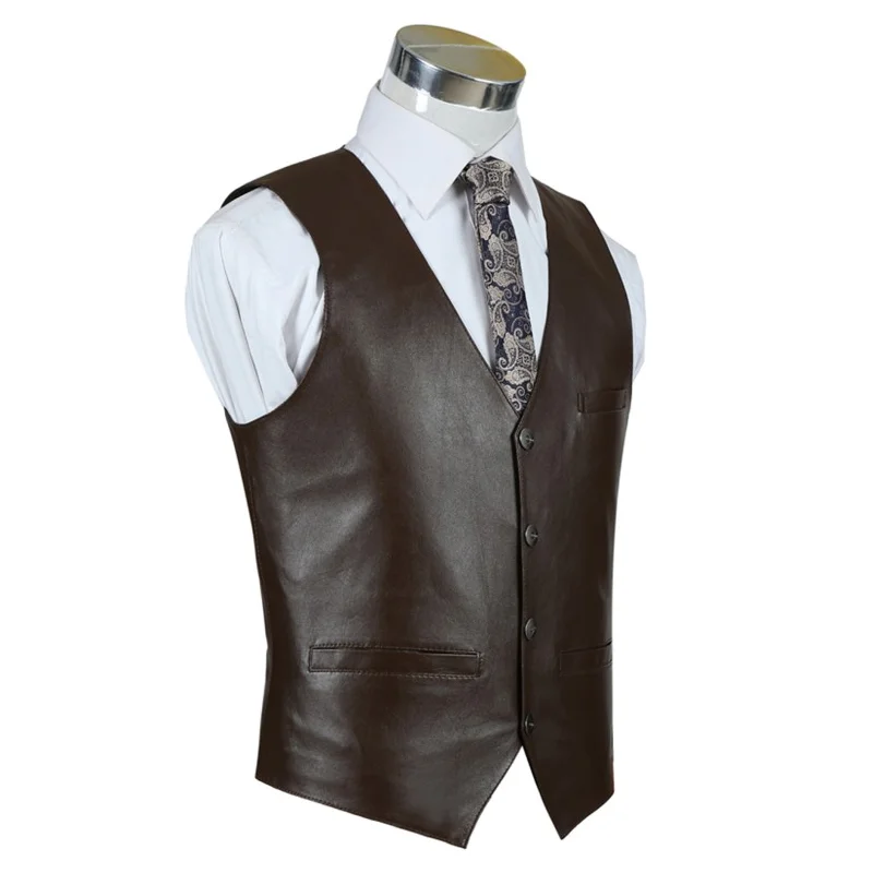 Genuine Leather Vest for Men High Quality Casual Style Vest Fashion Winter Adult Plus Size Vest with Customized logo Colors