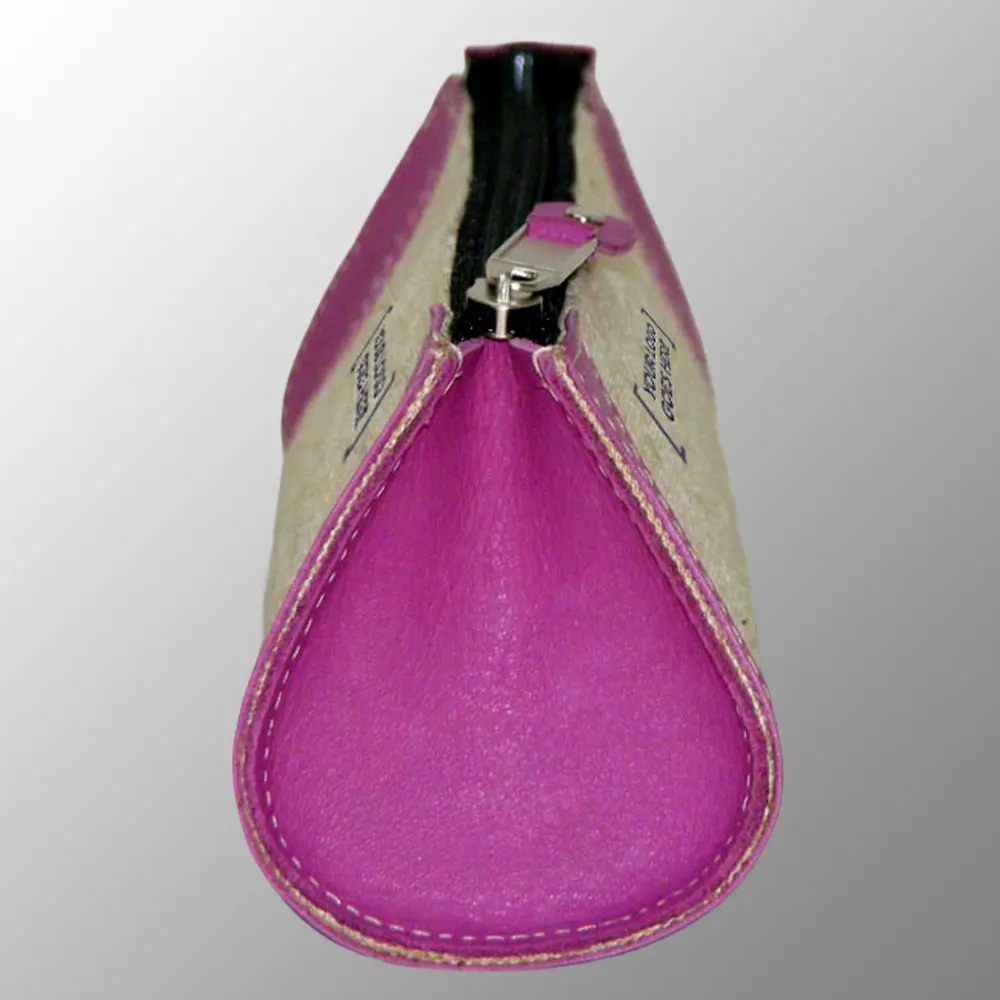 Custom Printed Jute Cotton Pencil Cases with Real Leather Trims custom printed with your artwork or logo