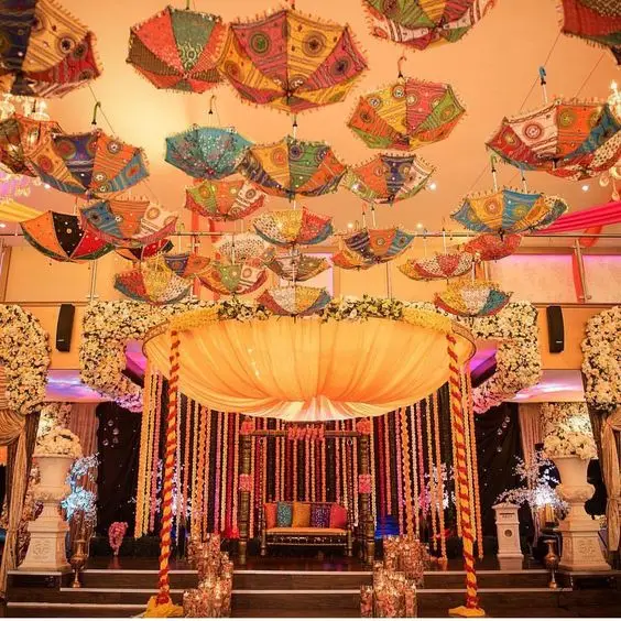 Indian Small Embroidered Umbrellas Handheld Decorative Wedding decorative Outdoor Wedding Party Christmas Decor