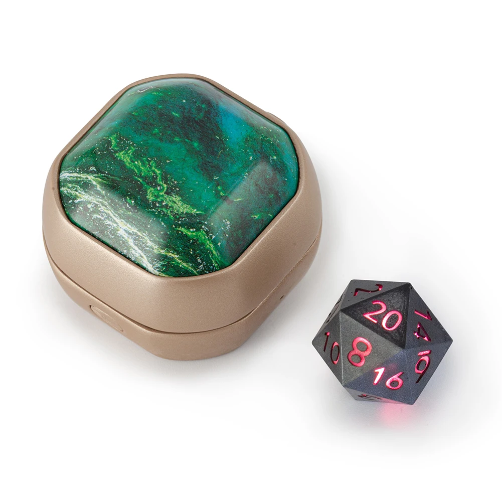 Factory Wholesale D20 Hematite Grey LED DND Dice Light Up Dice Dungeons and Dragons Dice with Mobile App Control