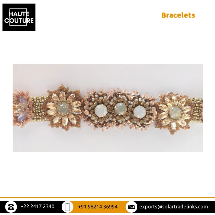 Latest Trendy Design OEM Brand Sparkle Style Hand Embroidered Handmade Beads & Opal Stones Made Women Bracelets