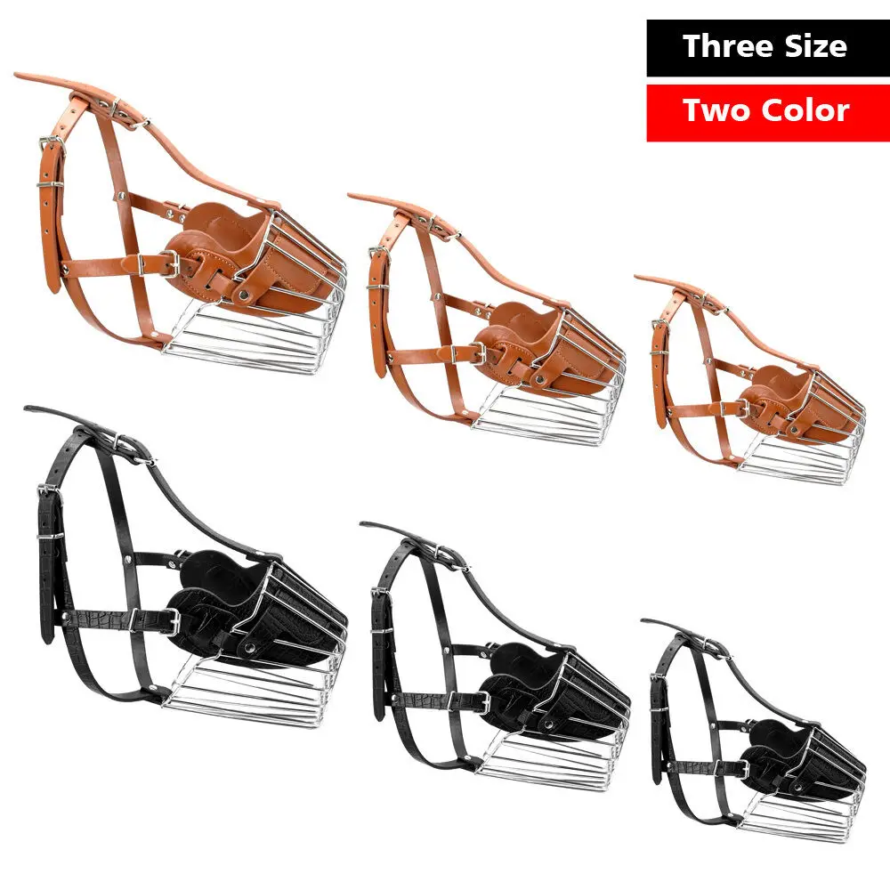 Factory price Durable Anti Barking Brown Adjustable Leather Muzzle Dog Mouth Muzzle