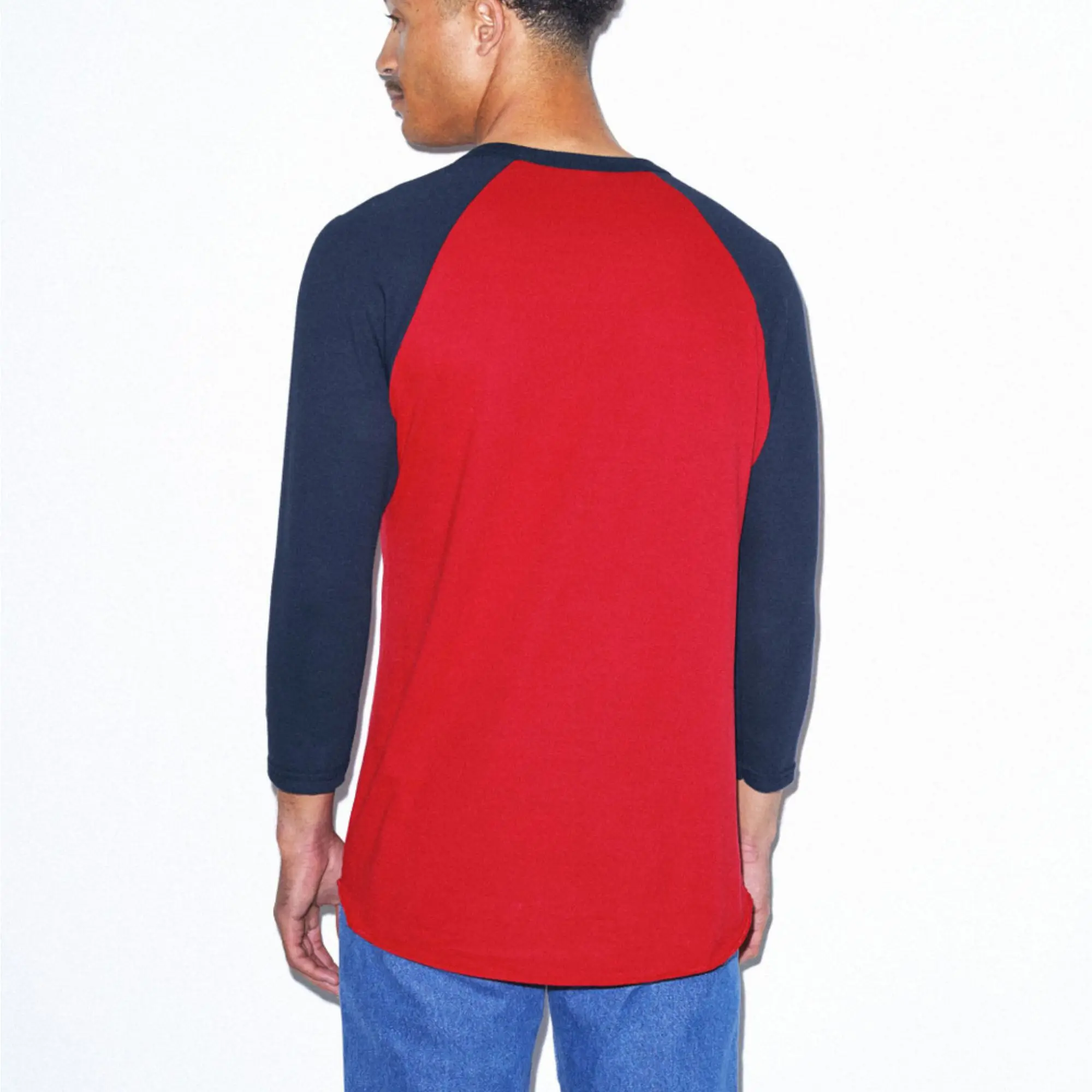 Ultrasoft 50% Cotton 50% Polyester 200 gsm Slim Fit Lightweight Red & Navy Baseball Raglan 3/4 Sleeve T-Shirt