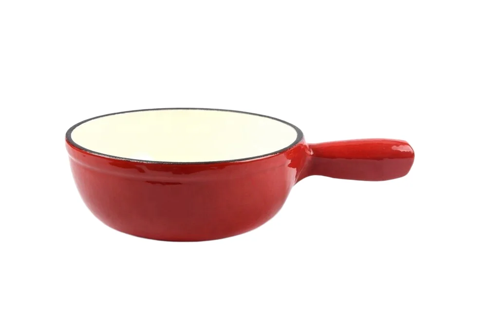 Enameled Cast Iron Swiss Fondue Set for Chocolate Cheese with 6 Fondue Forks Fondue Burner and Pot Base for Indoor and Outdoor