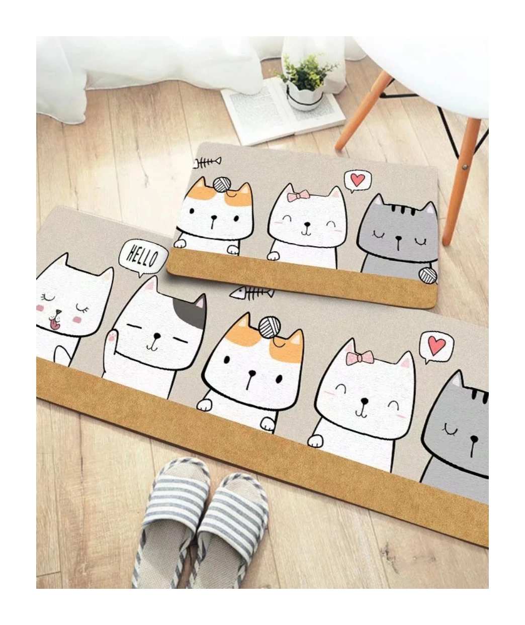 Custom kitchen carpet 2 Pieces Microfiber Moroccan Trellis Non-Slip Soft Kitchen Mat Chinese manufacture