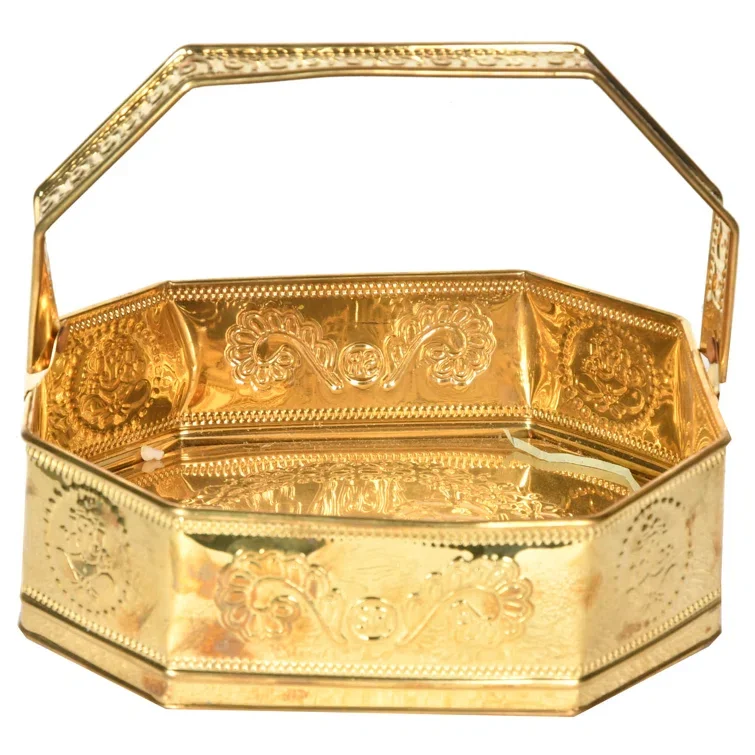 High grade Buy Online In India At Affordable Price Beautiful Gold Plated Metal Hexagon Decorative Bowl for Home Hotel Decoration