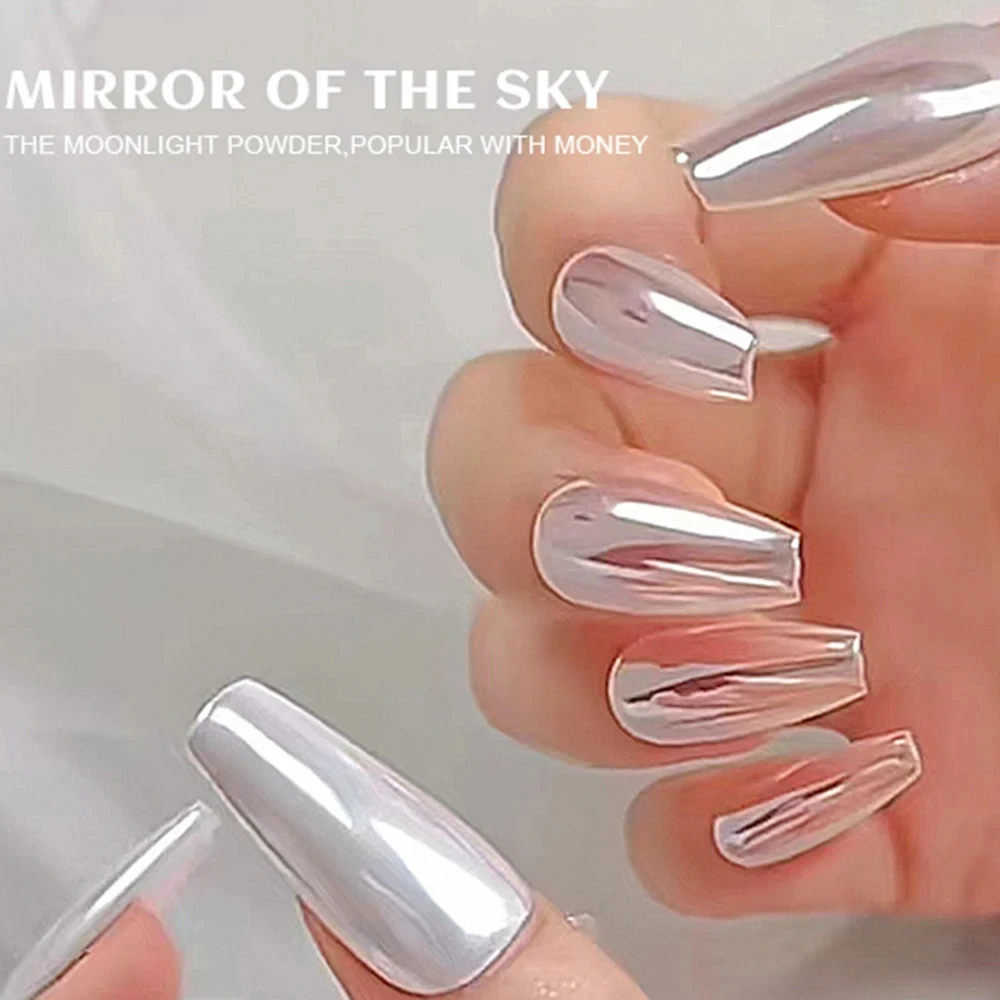 Glazed Donut Glow Nails Glitter Nails Moon Light Effect Chrome Nail Powder