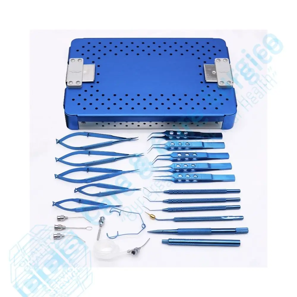 Surgical Ophthalmic Microsurgery Instrument 21 Pcs Sets Stainless Steels Titanium Alloy Corneal Scissors Tweezers Instrument