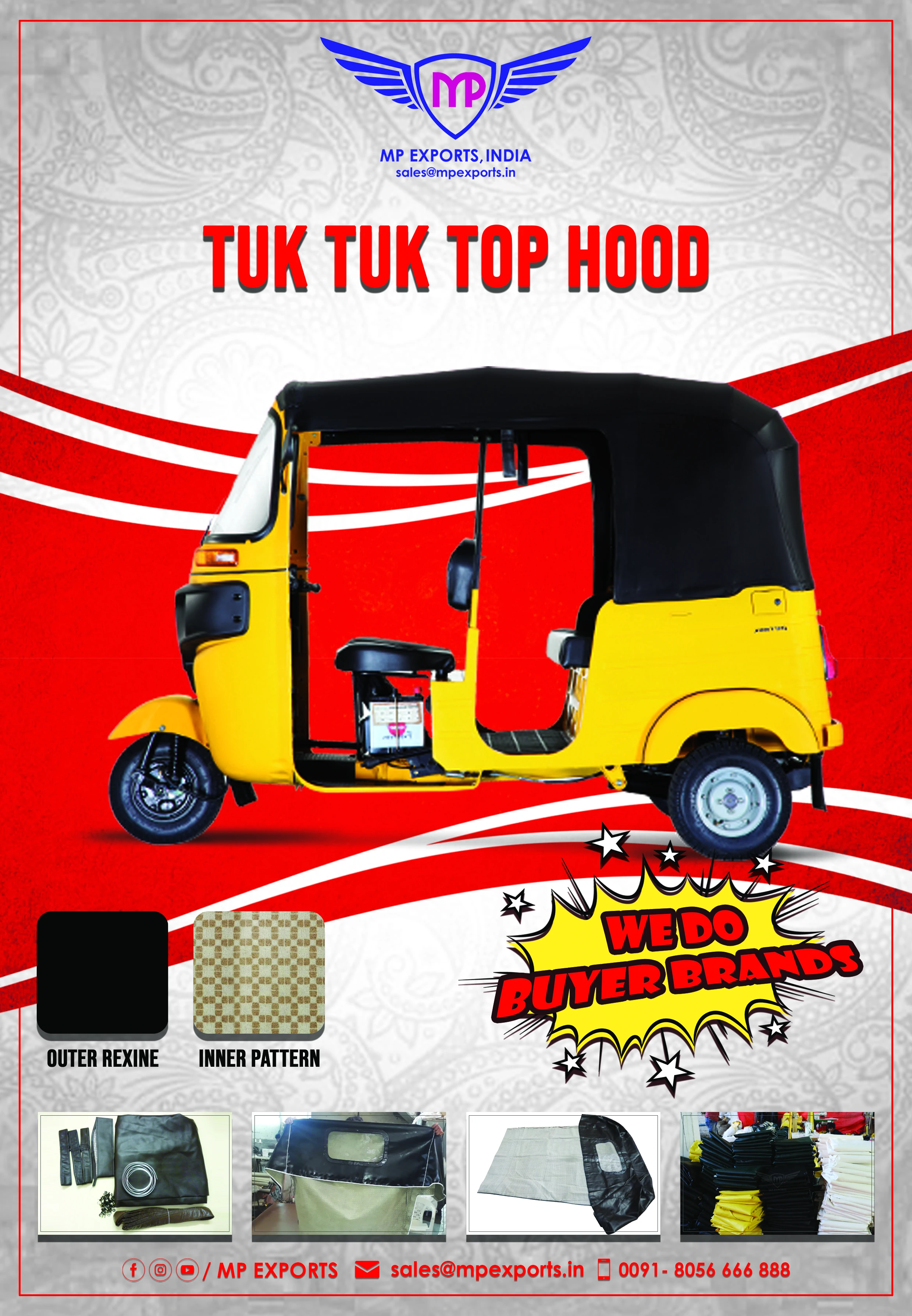 Hot Selling Top Hood Cover for Tuk Tuk at Best Price for Export to Cambodia