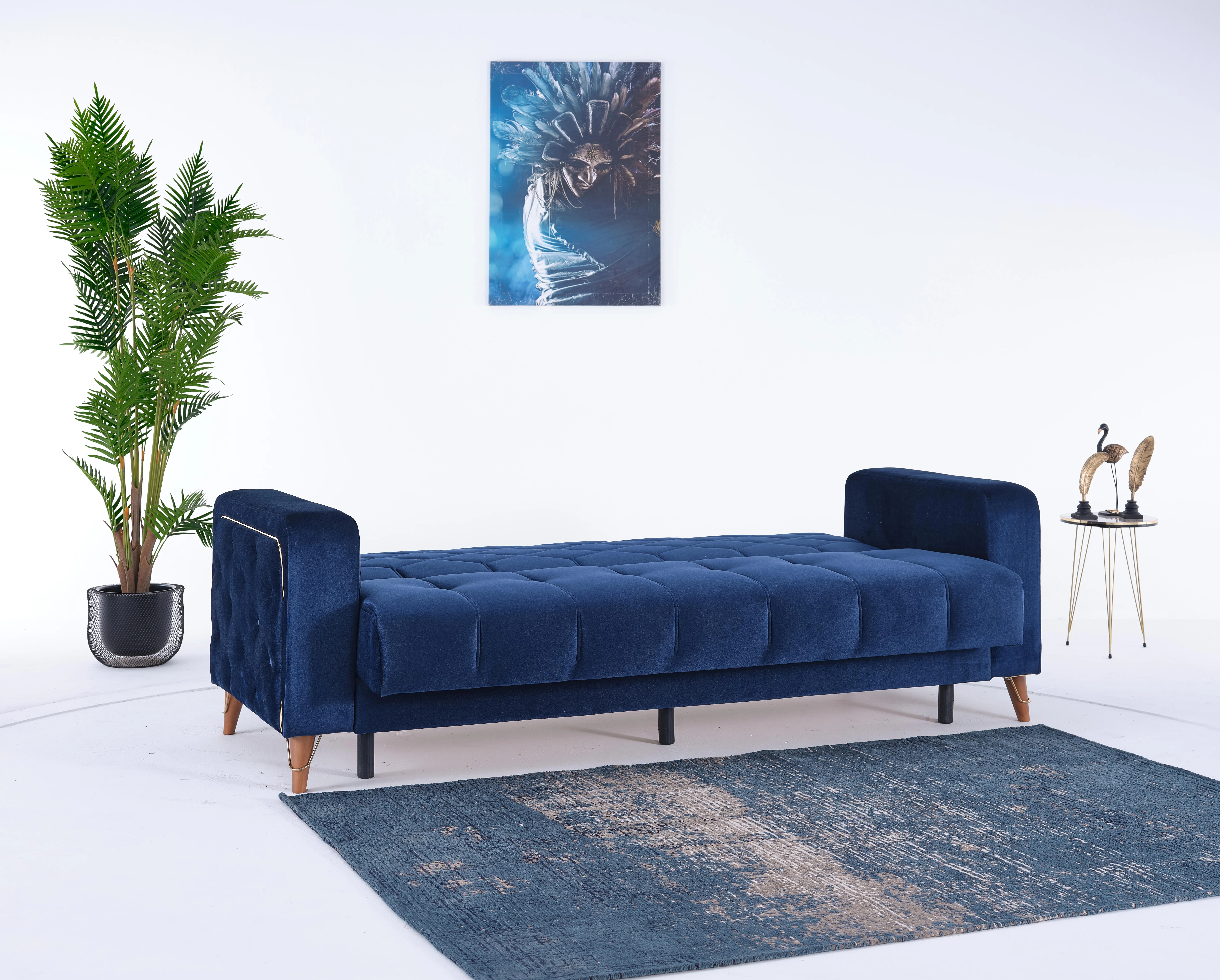 Wholesale  Melu 3 SEATER SOFABED  Convertible Modern Storage  Recliner Velvet fabric  Living Room Bed System Home Furniture High