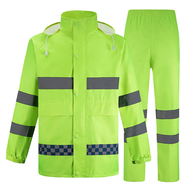 High Quality Adult Garden Traffic Split Raincoat Pants Suit Full Body Reflective Poncho with Anti-Rainstorm Property