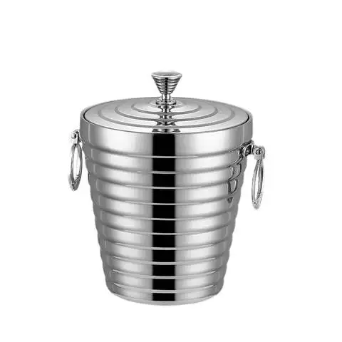 Hand Hammered Design Ice Bucket Bowl With Handle For Table Top Hotel Restaurant Bar Use Shiny Ice Bucket