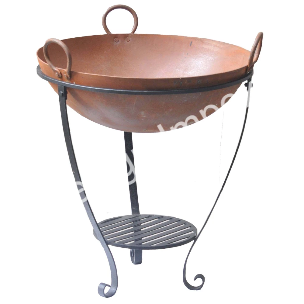 Selling at Low Price Outdoor Cooking Kadai With Stand Factory Good Quality Metal Garden Fire Pit Base Three Legs