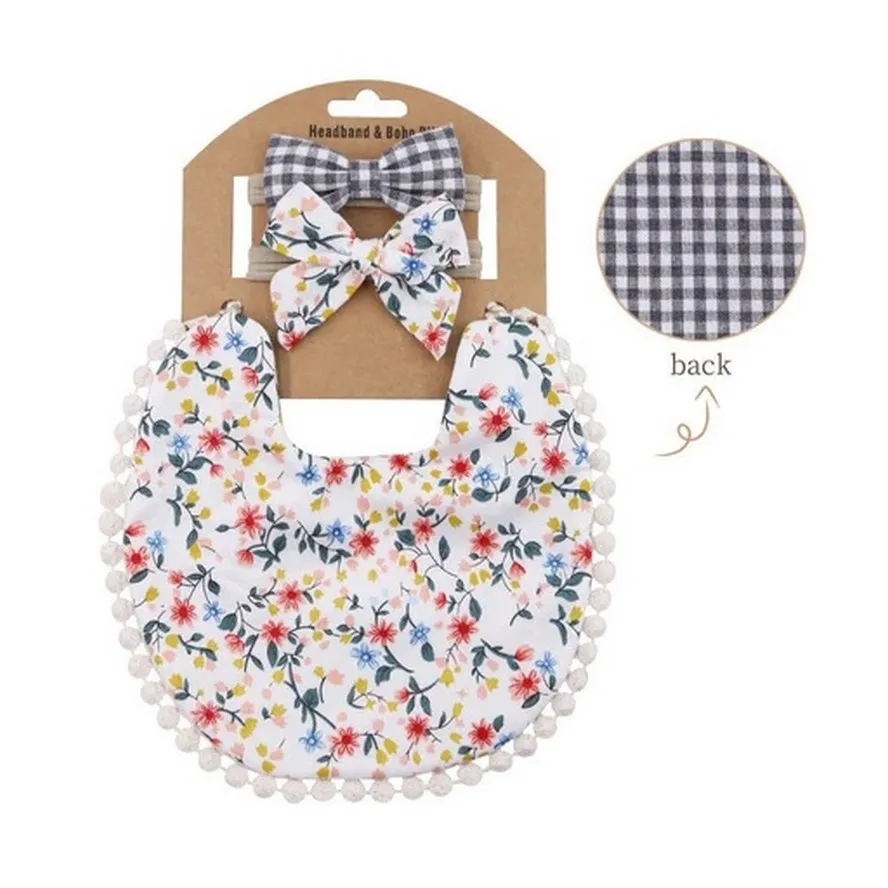 Premium Cotton Baby Bib with Bow - Easily Clean Cute for Babies Girl and Boy