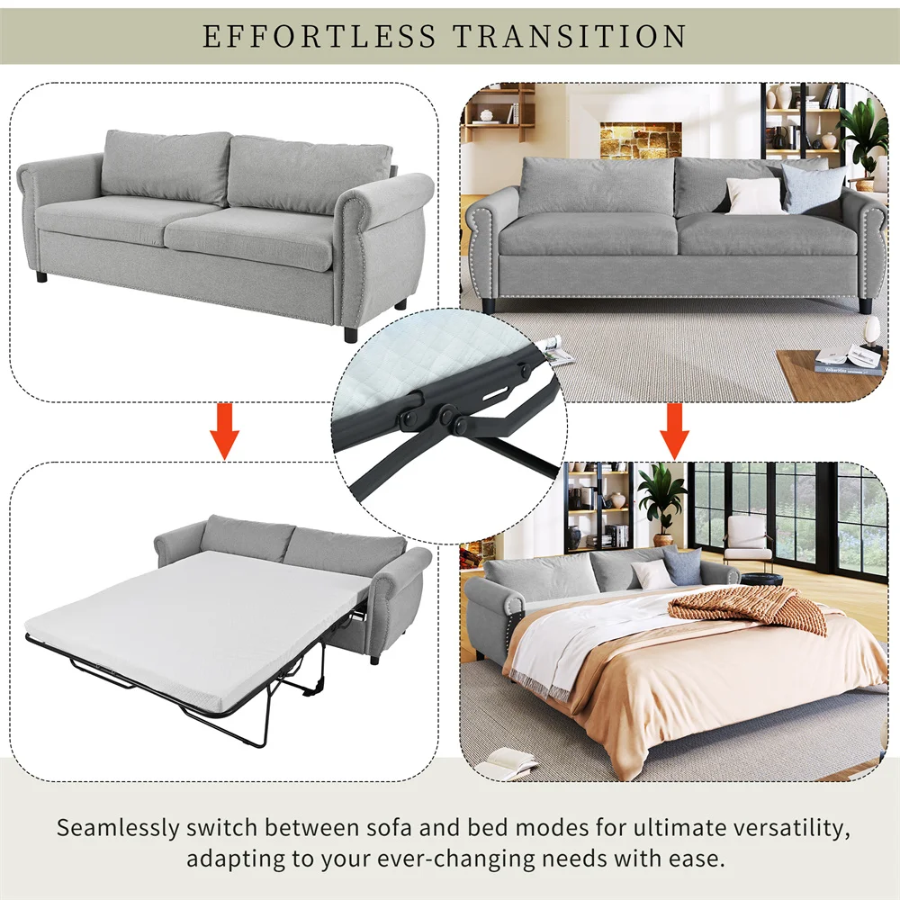 Dongguan Factory Sleeper Couch Futon Convertible Sofa Bed Supplier with Large Memory Mattress for Living Room Spaces Bedroom