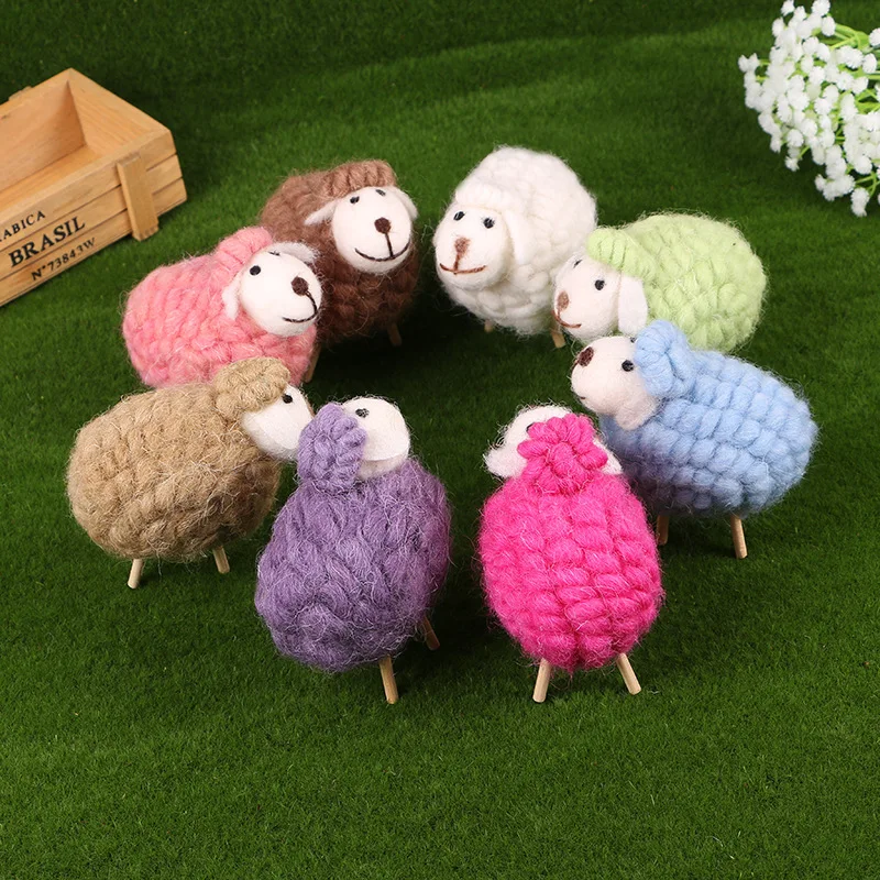 China factory supply felted goat ornaments cute sheep plush toy hand felt diy decoration