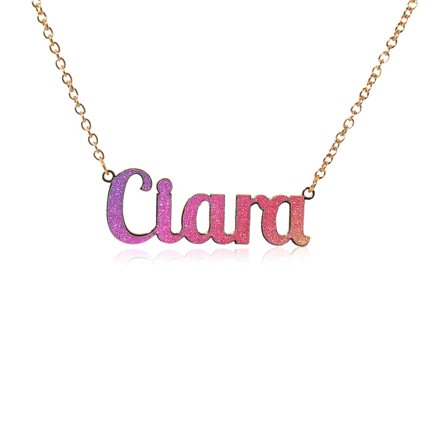 Wholesale name necklace Women Hip Hop Jewelry with beautiful colorful sticker 18K gold plated good gift for family