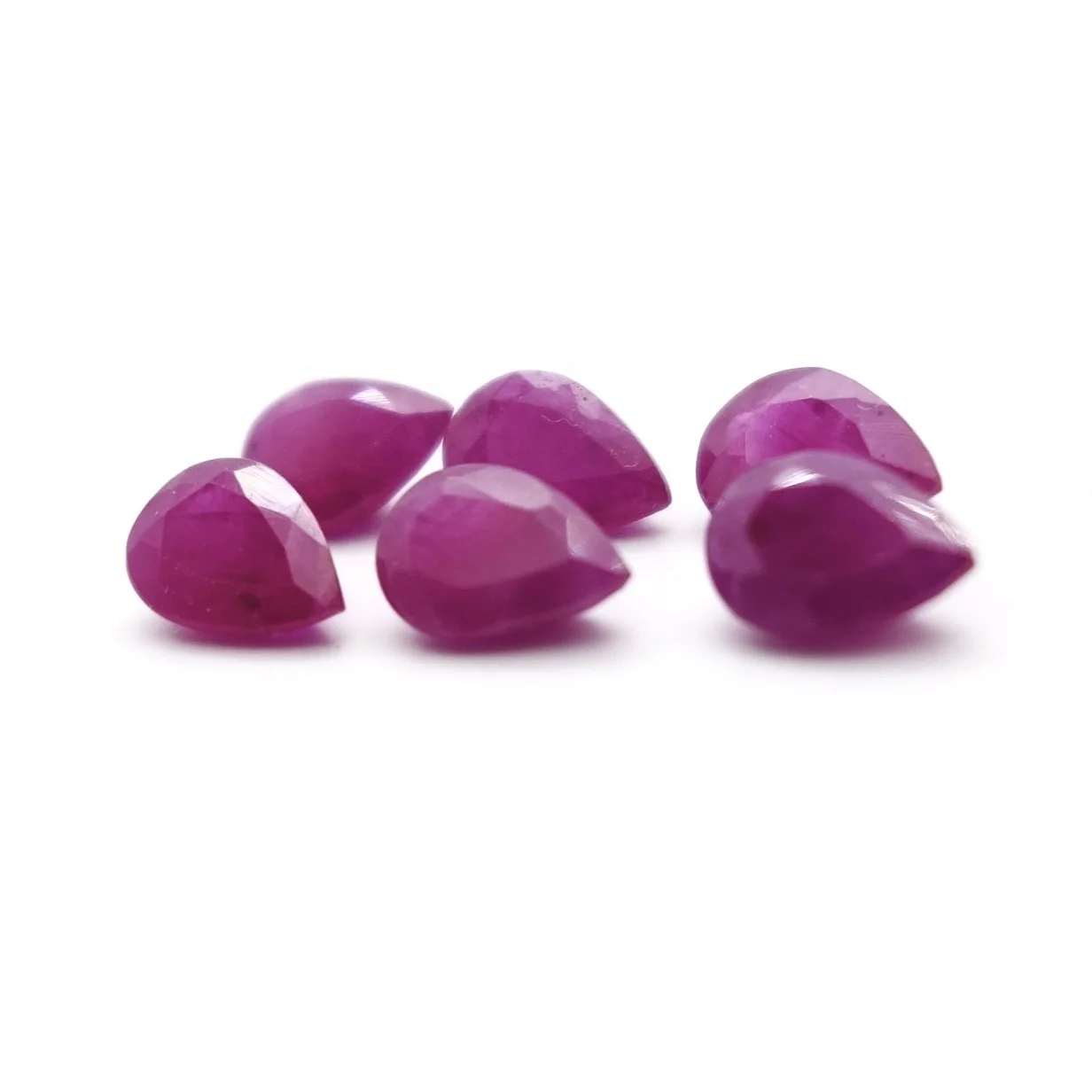 Opaque Natural Indian Ruby Gemstone Faceted Drop Or Pear Shape Translucent Quality All Shapes And Sizes Cut On Custom Orders In