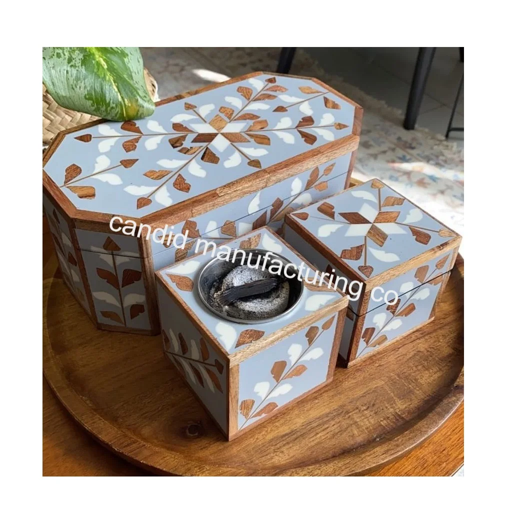 Ready to ship box set of  Wood Inlay Incense Burner Full Set Bakhoor Burner With Box At Very Cheap Price MOTHER OF PEARL
