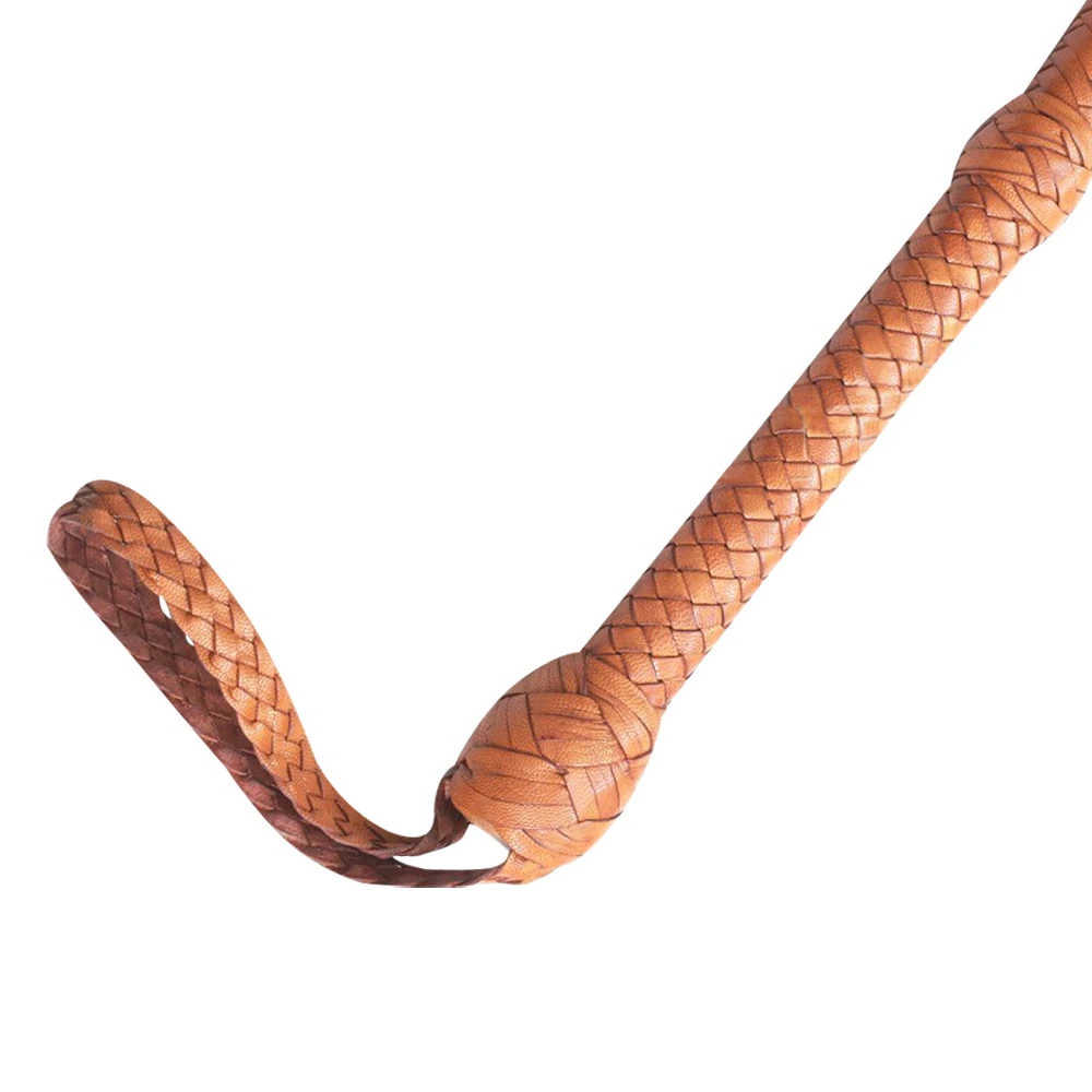 Brown Leather Whip Kangaroo Hide Hand Made Heavy Bull Whip  4 To 16 Feet  14 Plaits Custom Bull Whip Belly And Bolster
