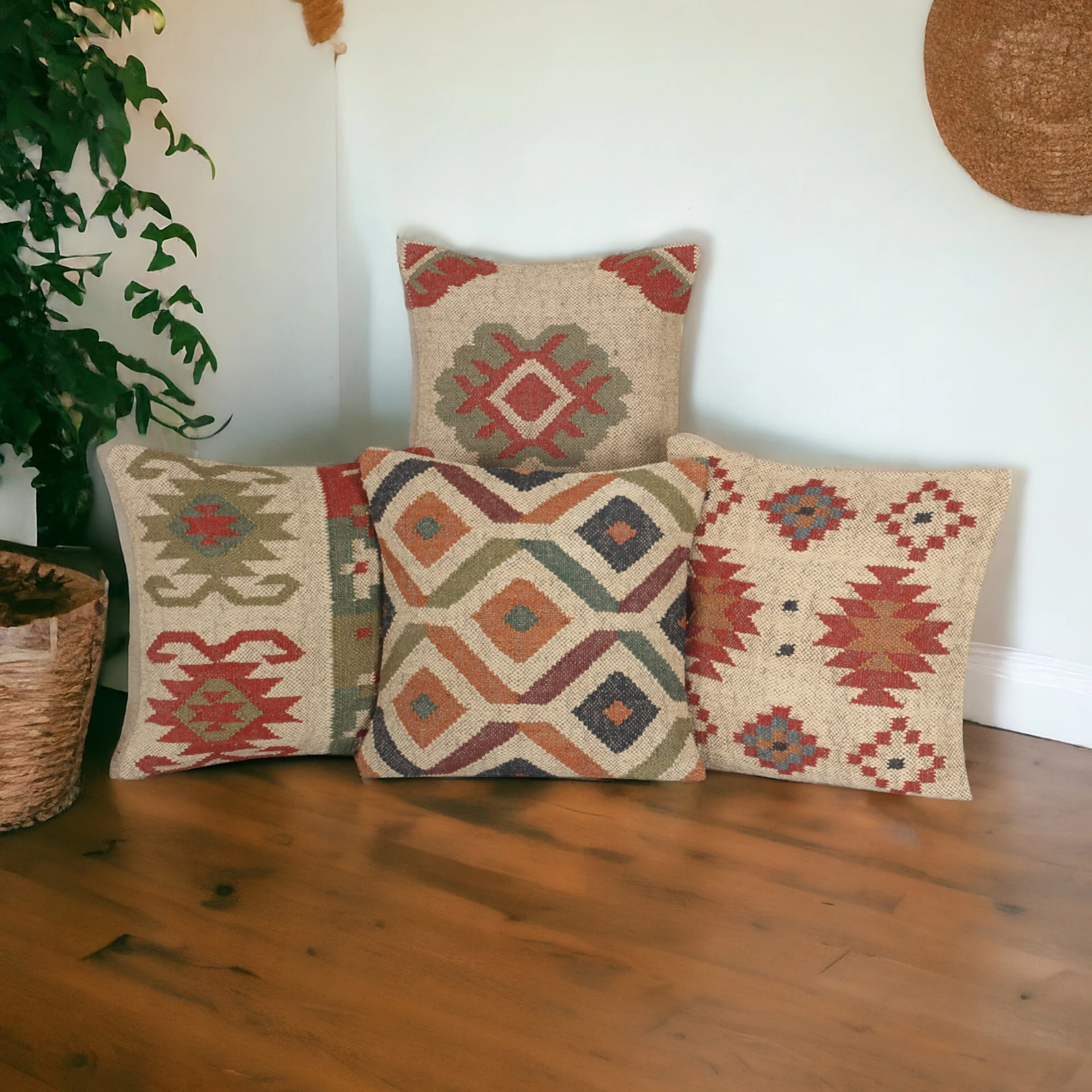 OEM Private Label Cushion Set Geometric Print Pattern in Multi Colors Cotton and Linen Material for Home Use on Sale