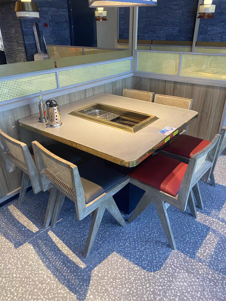 Customized Marble Commercial Smokeless Electric Bbq Grill And Hot Pot 2 In 1 WIth Metal Frame