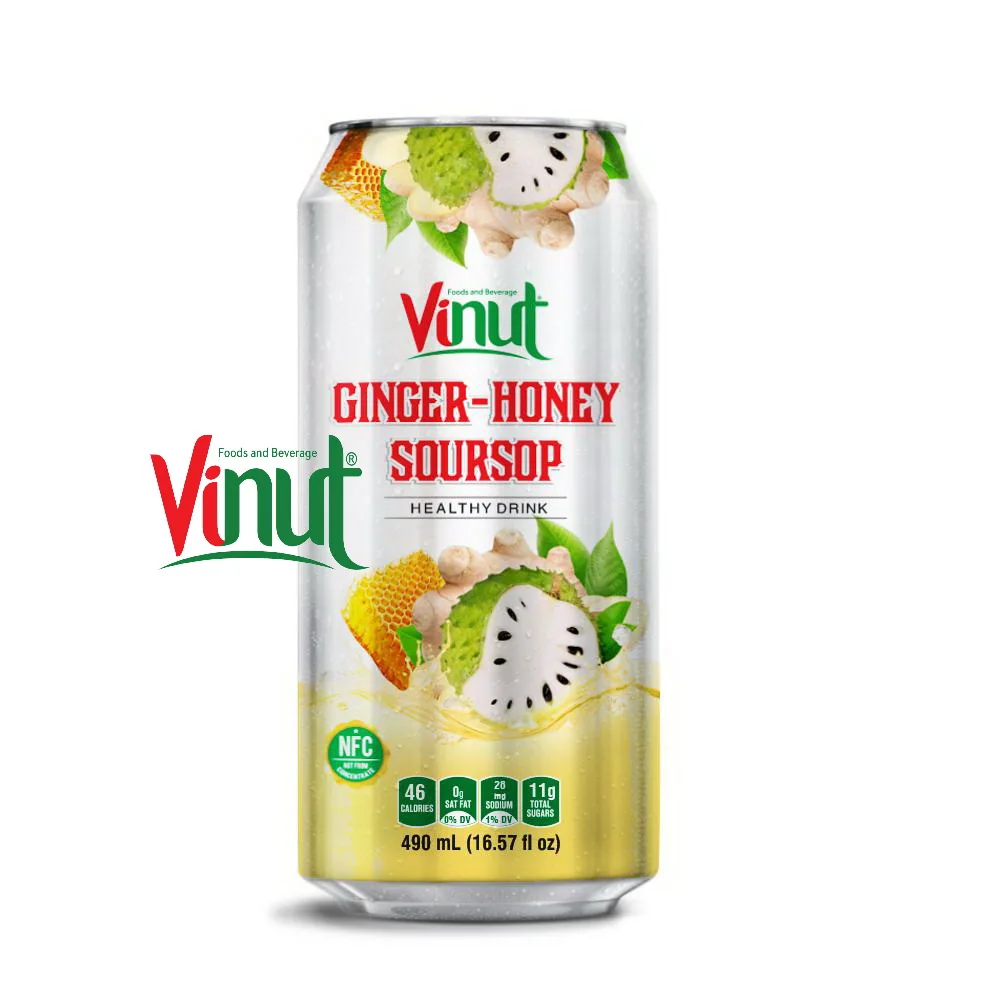 Best Manufacturer Supplier from Vietnam 490ml  VINUT Ginger juice with Honey Soursop Good for Health Free Sample