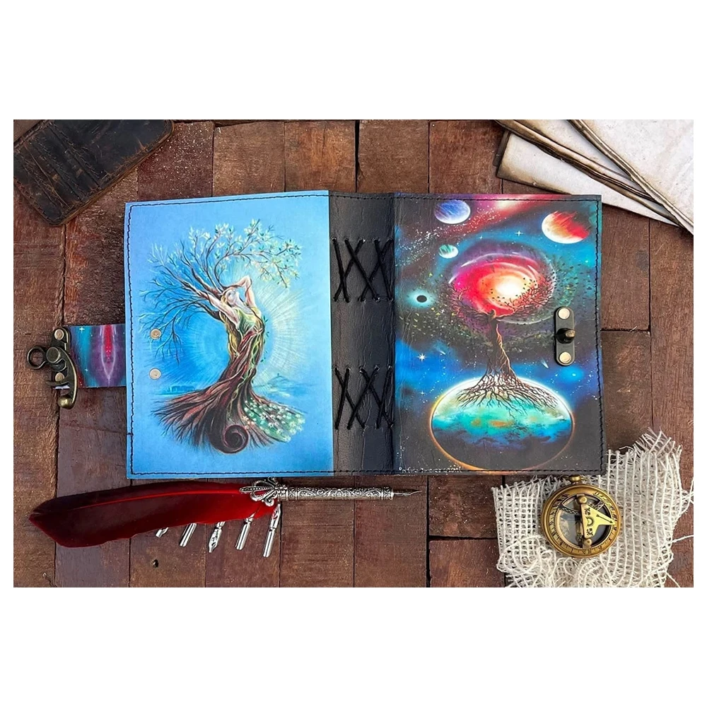 Hot Selling Wholesale Custom Printed Journal Hard Cover Handmade Personalized Withcraft Notebook Vintage Dairy