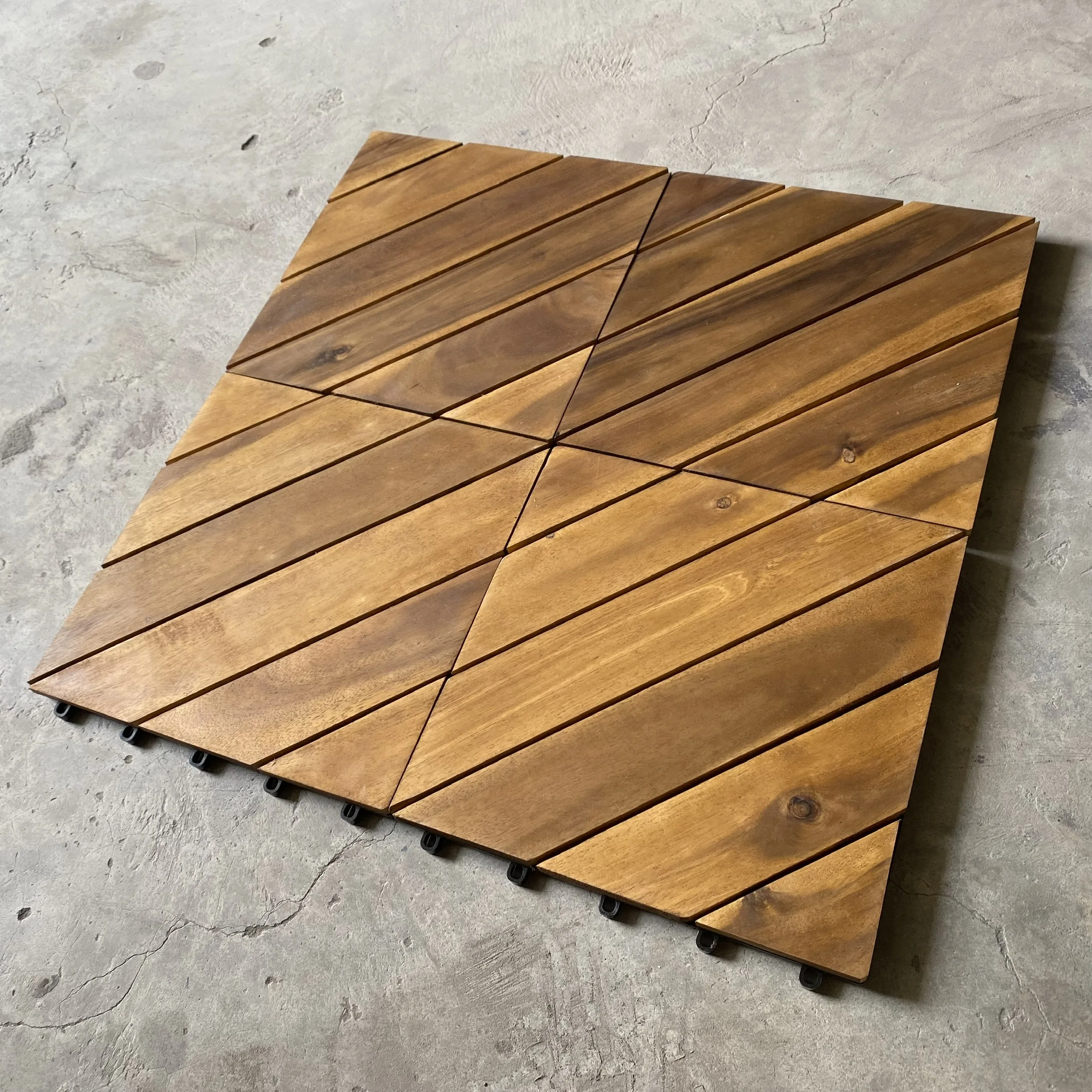 For Outdoor Garden/ Balcony/ Deck Floor High Quality Acacia Wood Deck Tiles 6 Slats Diagonal Interlocking Deck Tiles