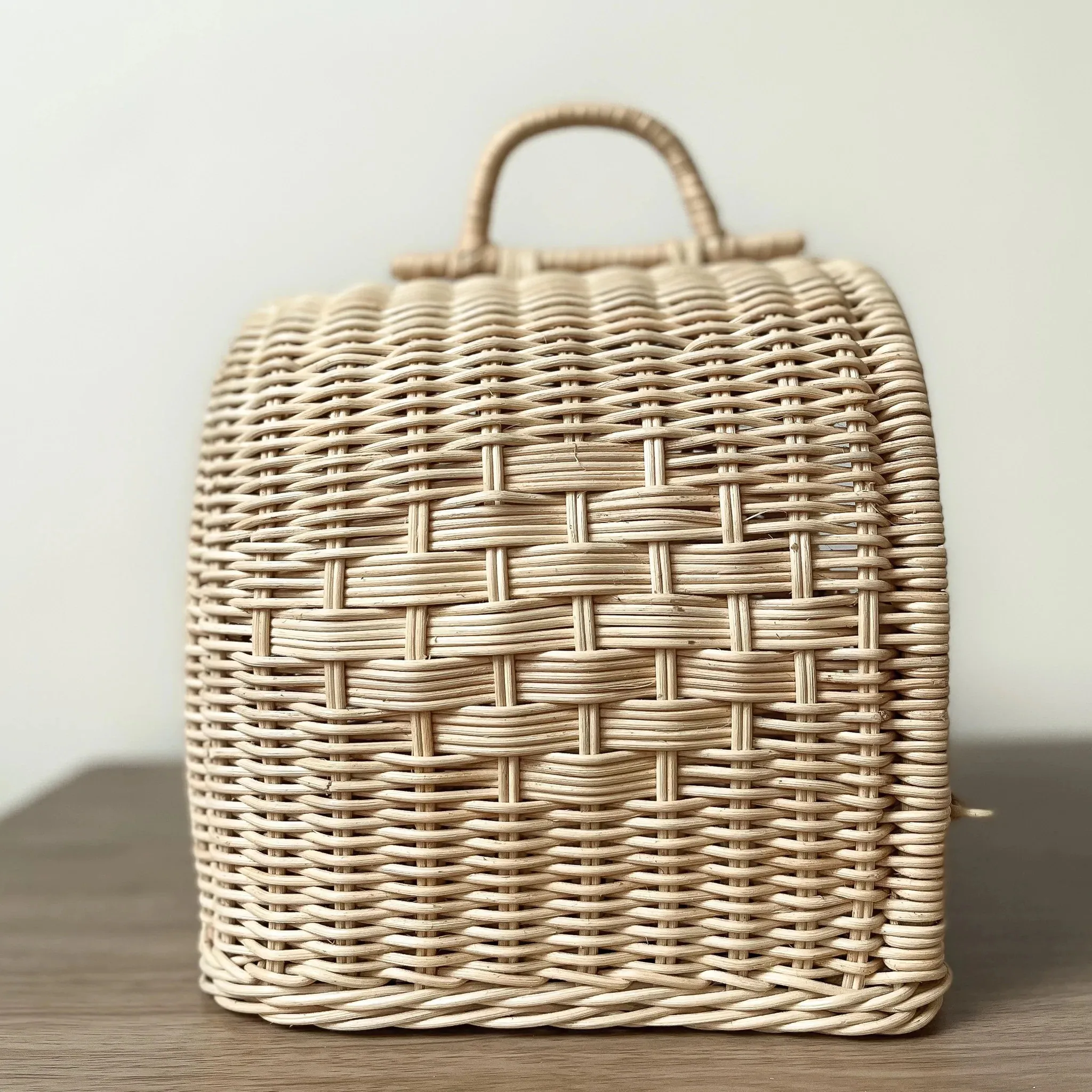 Custom comfortable rattan wicker pet carrier backpack bag accessories with cushion for export