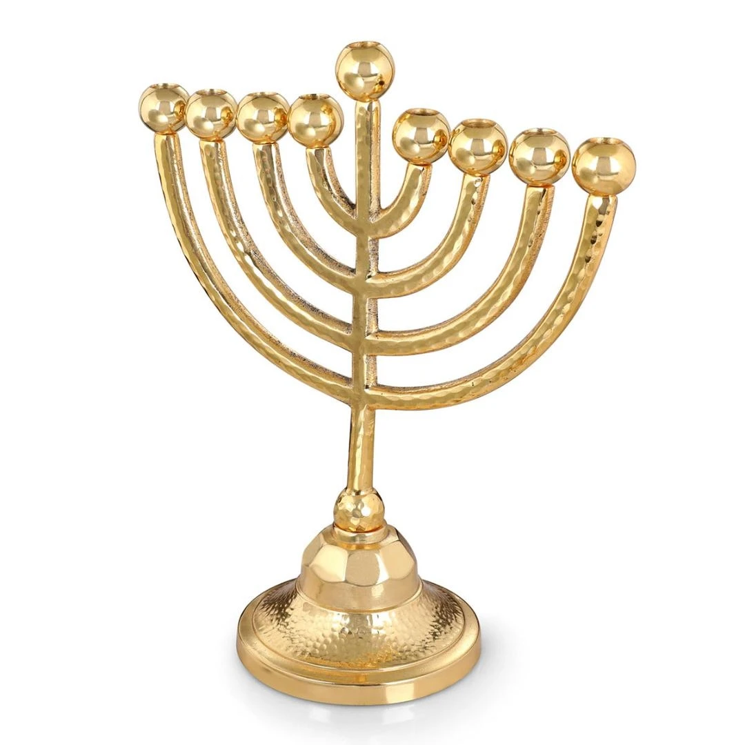 Gold Jerusalem Menorah Candle Holder Traditional Jewish Menorah Candle Sticks Holder for Spiritual Religious Home Decor