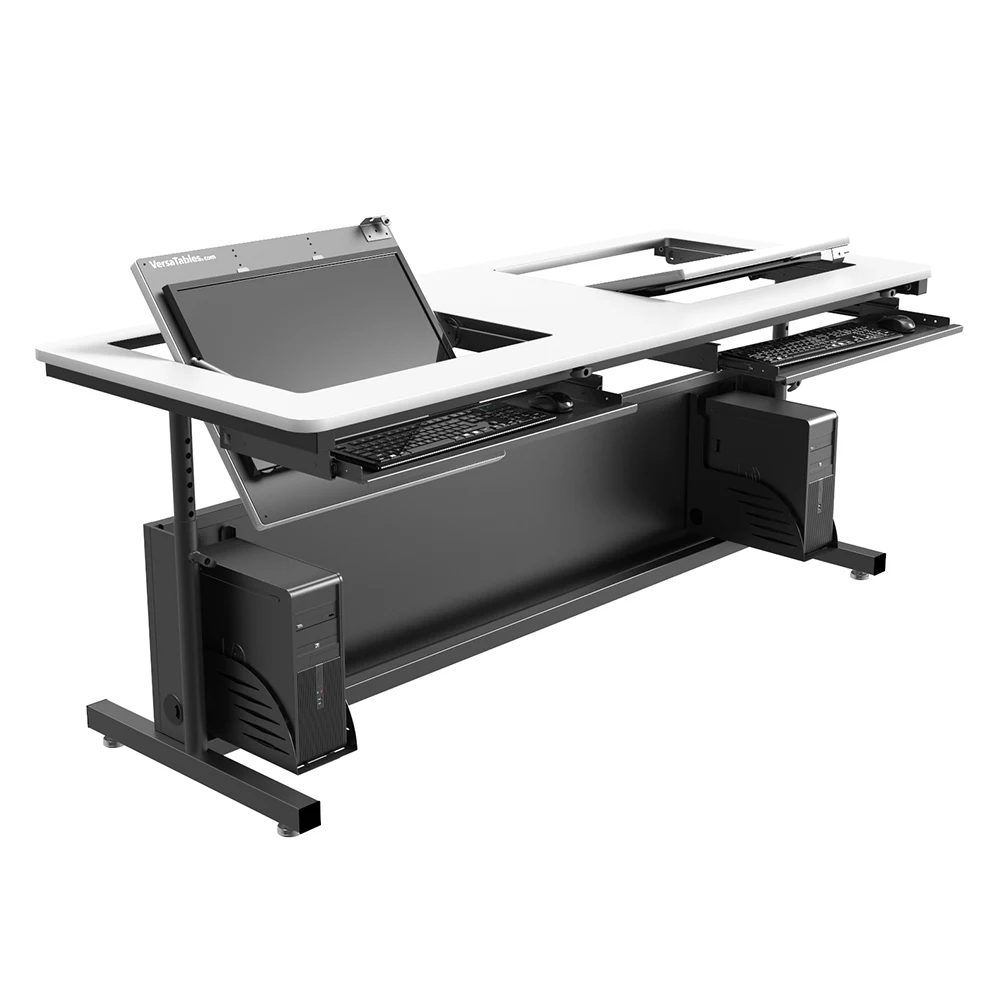 VersaDesk Revolution Adjustable Height Computer Desk  Black/White