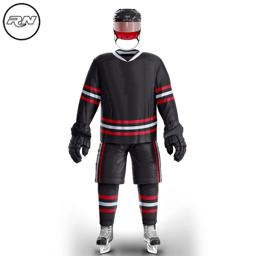 2022 New Men Cool ice Hockey uniform including Jersey Socks & Full Uniform Set Low Price For Team Wear