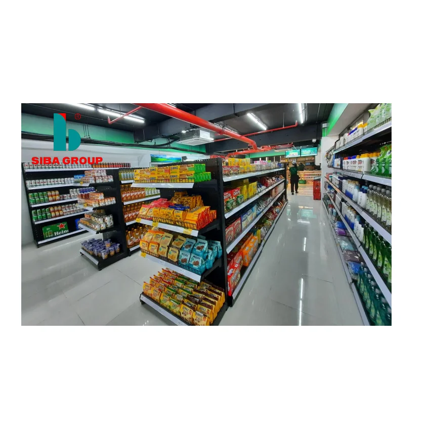 Supermarket Shelves Single-sided Wholesale 4 Layers OEM Service Grocery Store Metal Steel Shelf Heavy Duty Shelving Display Rack