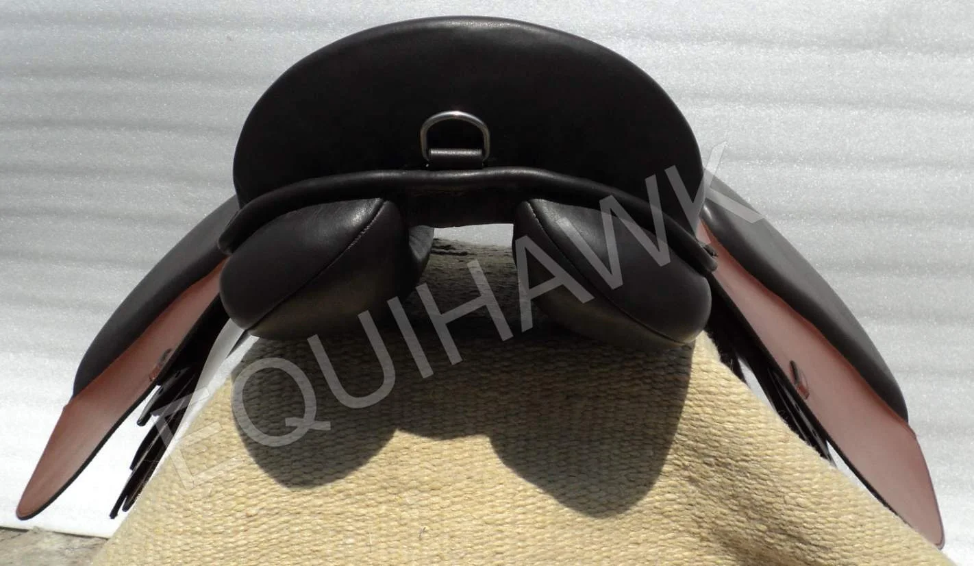 CUSTOM DESIGN LEATHER HORSE JUMPING SADDLE WITH CONTRAST SOFTY LEATHER COLOR MADE ON PLASTIC TREE WITH DETACHABLE KNEE ROLL