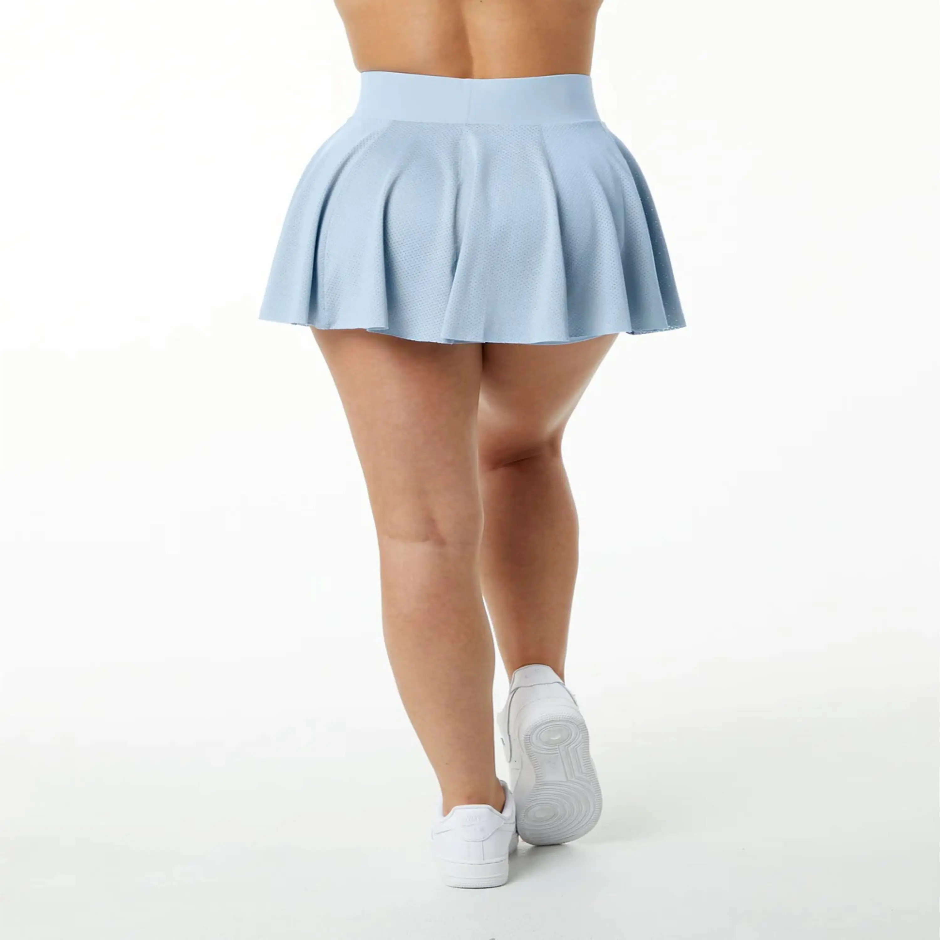 High Waisted Light Blue Skirt for Women 100% Cotton Jersey Knit Sexy Style with Compression Lined Mesh Breathable Shorts