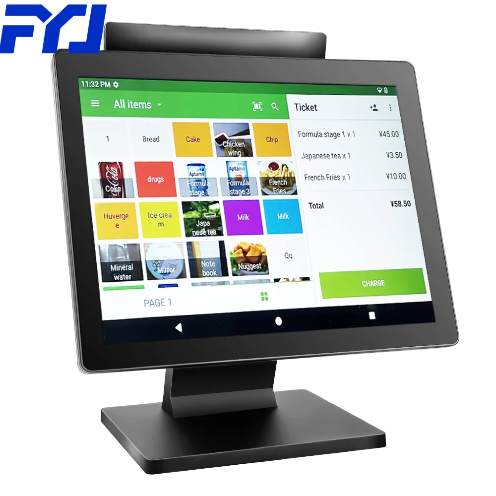FYJ F2-5 15' Cash Register All In One Pos System Terminal Windows 10 Android 11 Desktop Dual Screen Pos Machine For Restaurants