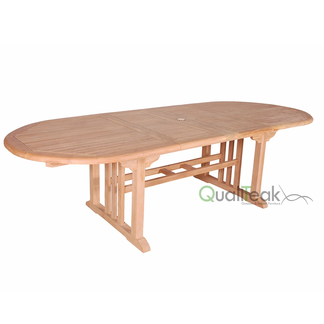 Modern Double Leaf Extension Dining Extendable Table Furniture Luxury Outdoor Made of Teak Wood