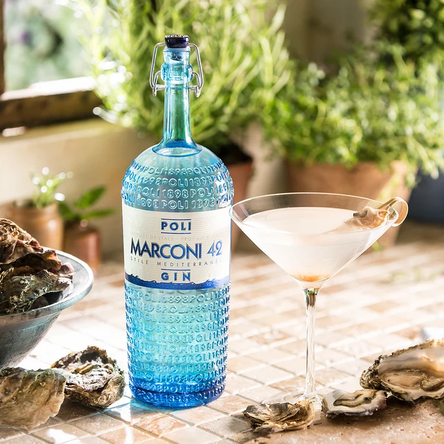 Высококачественный Итальянский Джин Маркони 42 поли, идеальный баланс между 7 различными растениями 700 мл для розничной торговли