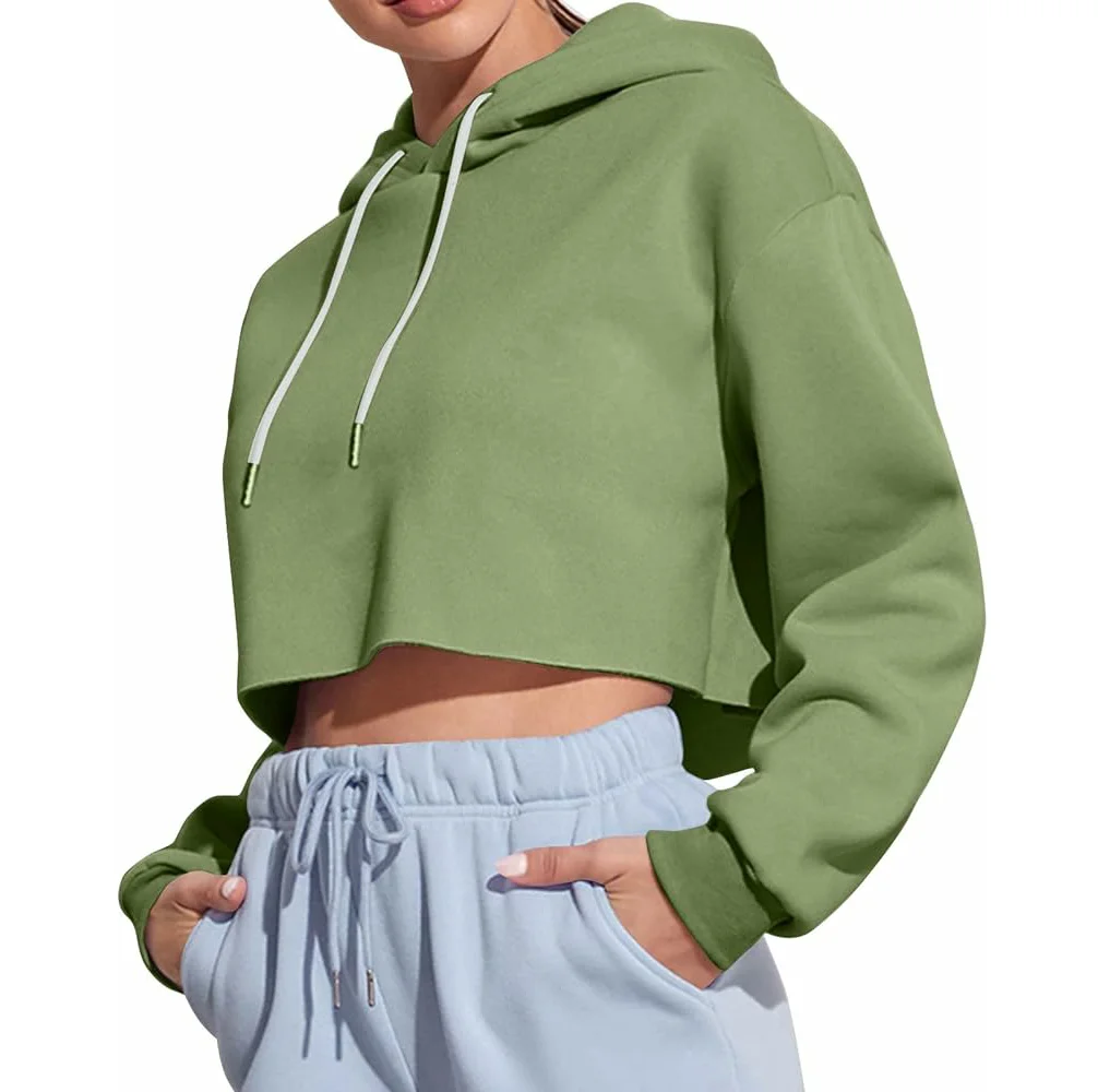 Hot sale products casual women Apparel High Quality Pullover Cotton Fleece Crop Top Hoodies breathable Women