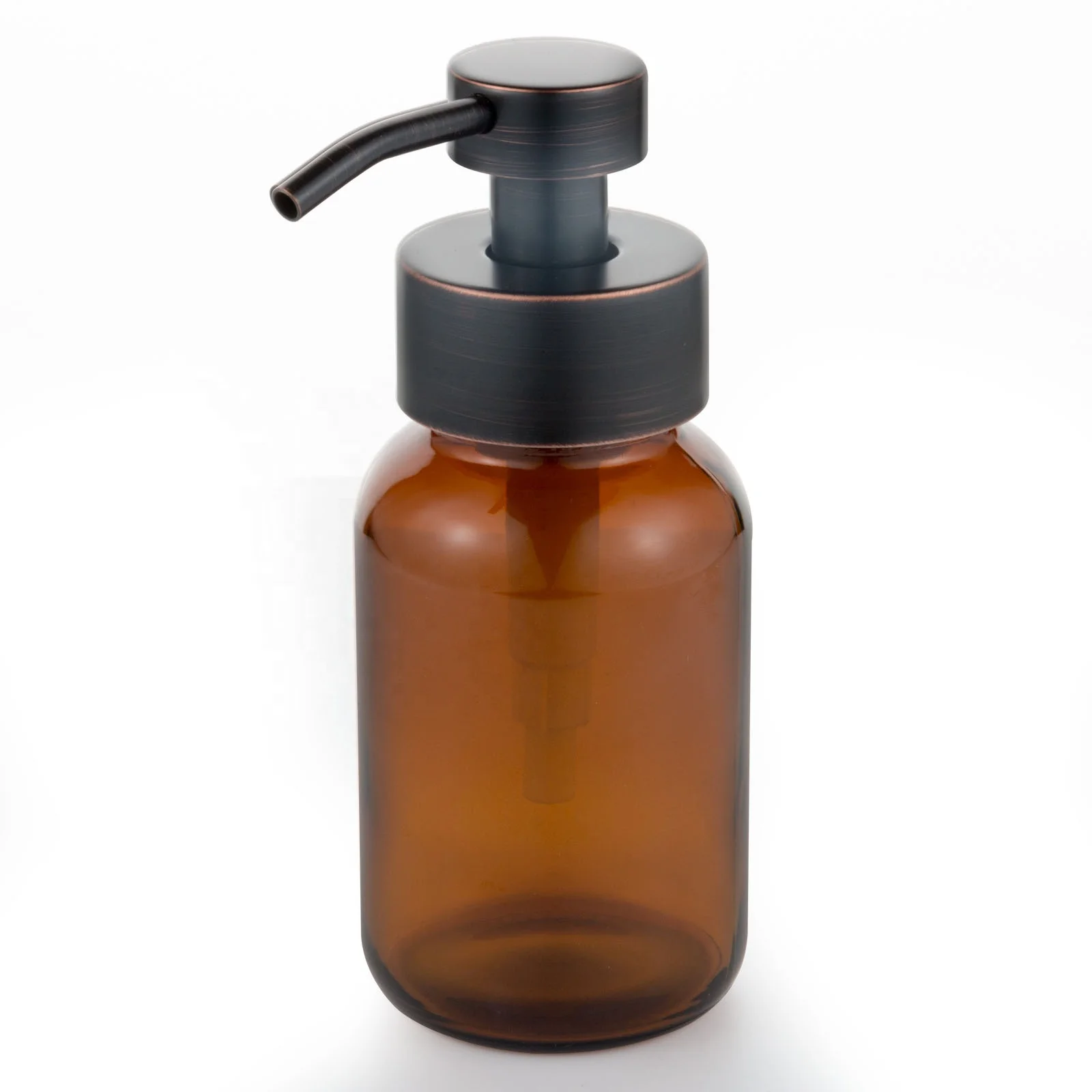 Hot Sale 8oz 250ml Amber Glass Foaming Soap Dispenser with Matte Black Steel Foam Pump