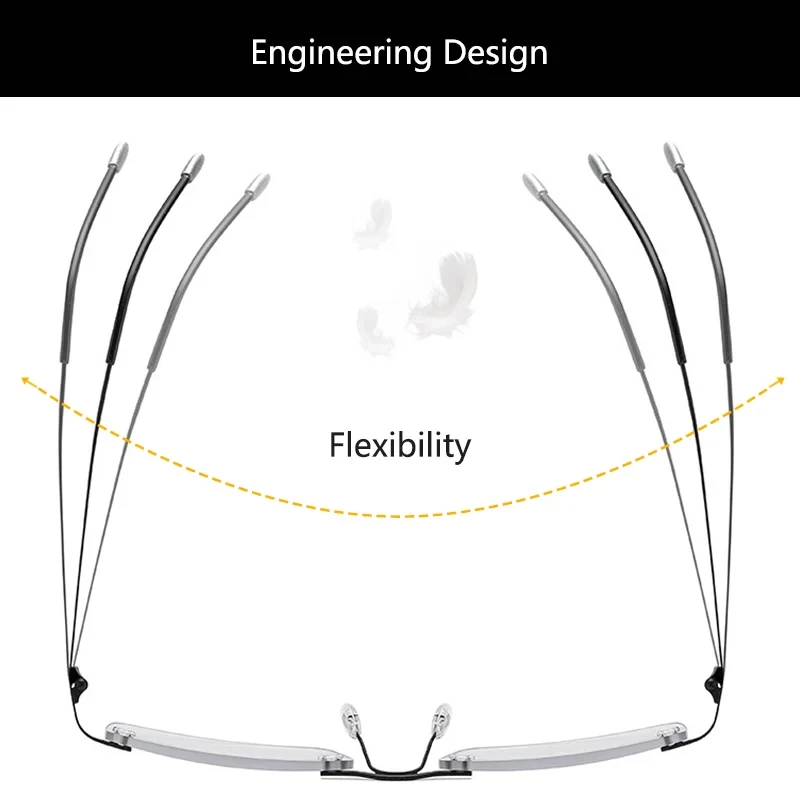 2024 Men Anti Blue Light Multi-focus Readers Eyeglasses Rimless Progressive Photochromic Reading Glasses