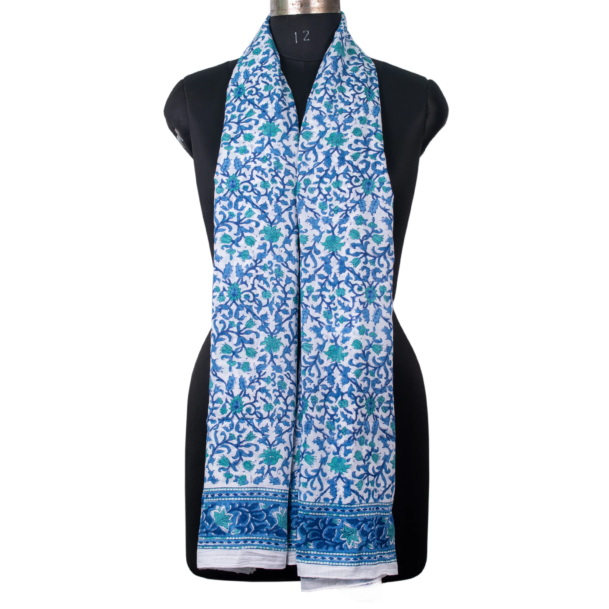 Ethnic Style Head Wrap Scarves Floral Block Printed Cotton Scarf Indian Handmade Sarong White Beach Cover Ups Pareo Wholesale