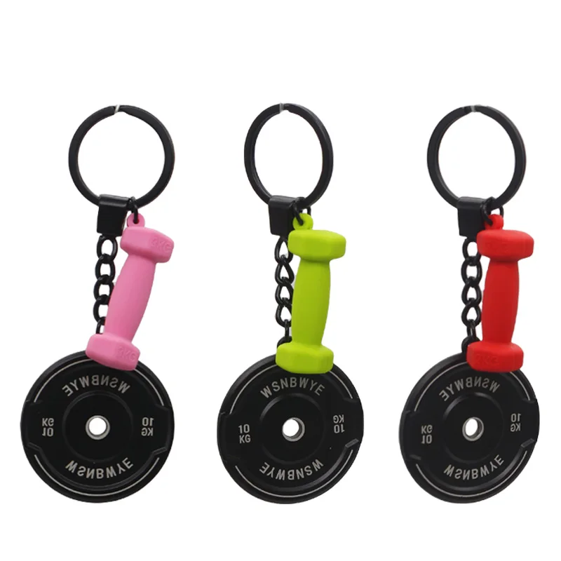 dumbbell jewelry mini custom designer business coated barbell rubber  concrete weight plate life fitness dumbbell set Keychain