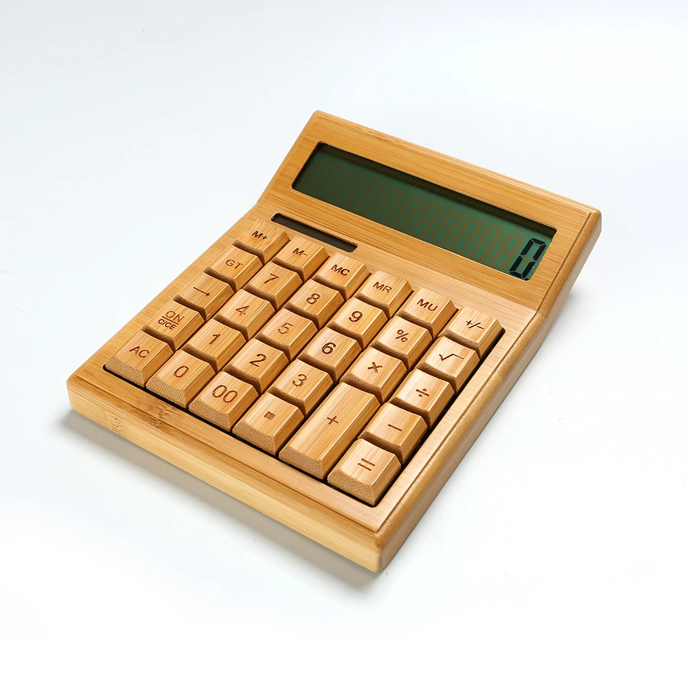China factory wholesale 12 digits LCD Solar Powered Bamboo Scientific Calculator