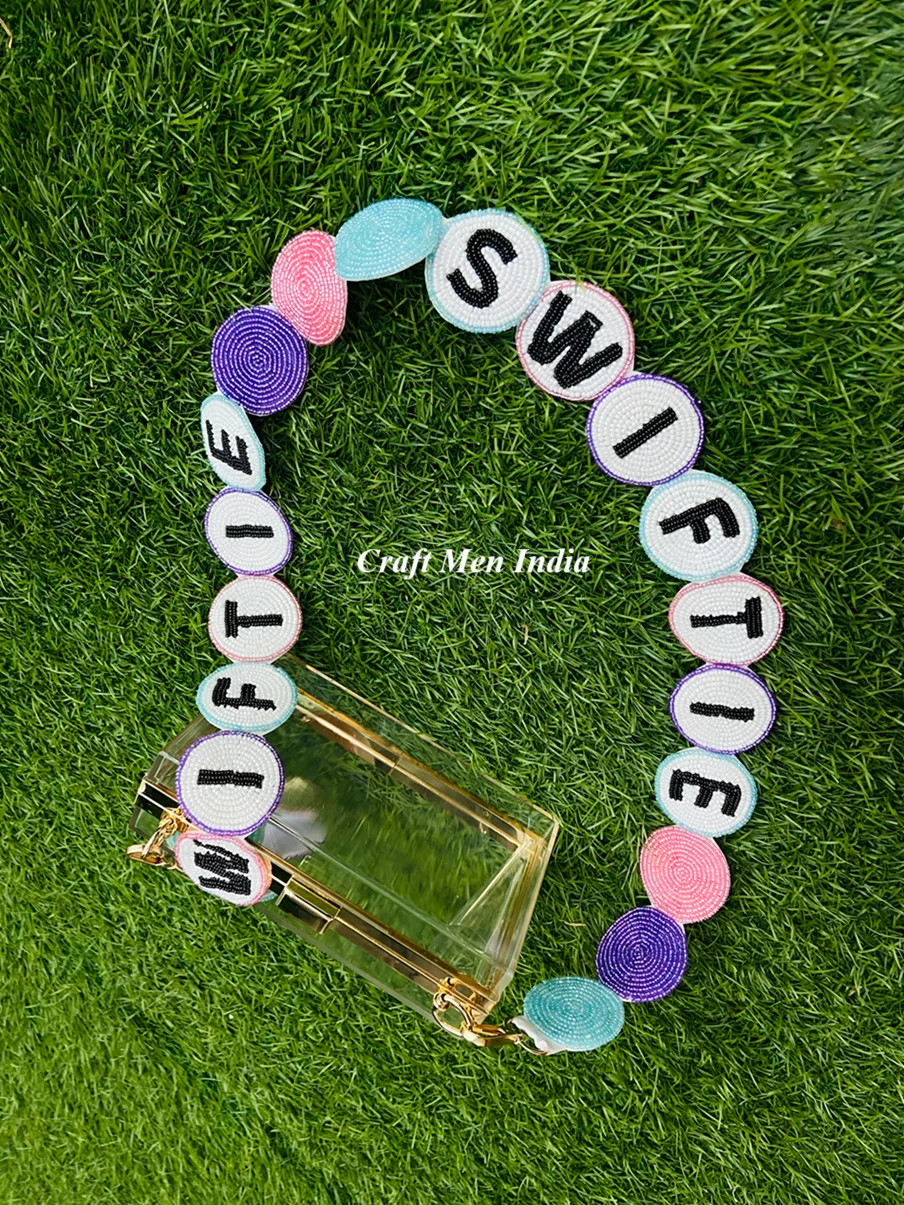 SWIFTIE Handmade round Seed Beaded Strap Unique Design Colorful International Standard round Beaded Belts for cross body straps