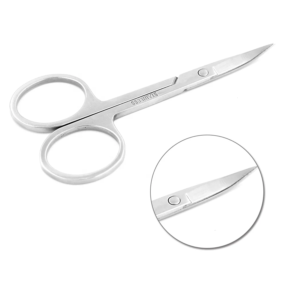 Makeup Scissor Eyelash Eyebrow Scissor Curved Head Manicure Scissor Nail Cuticle Tool