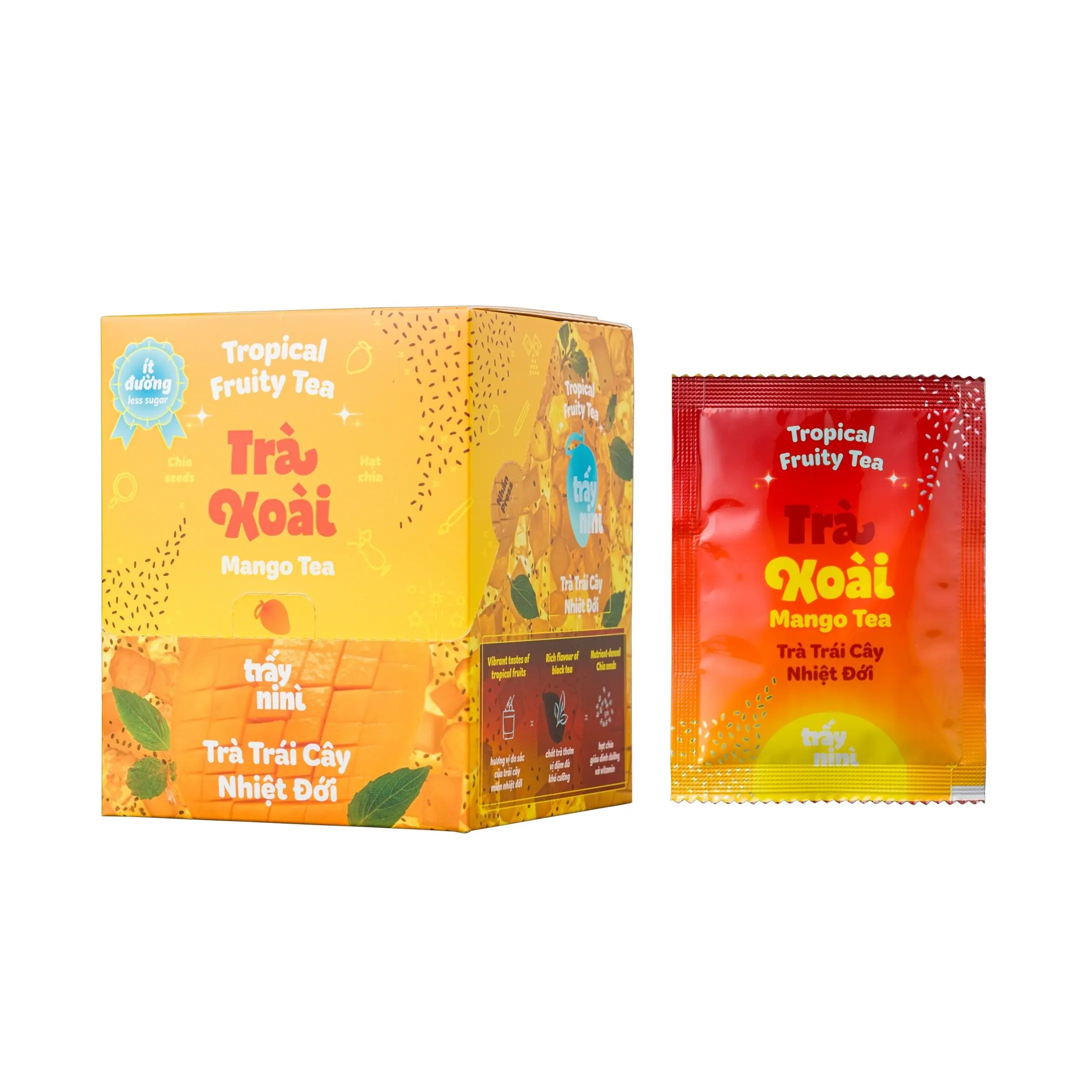 Тропический фруктовый манго чай быстрого приготовления 100 г в коробке поднос с натуральным вкусом ни сделанный во Вьетнаме вкусный и свежий вкус чая