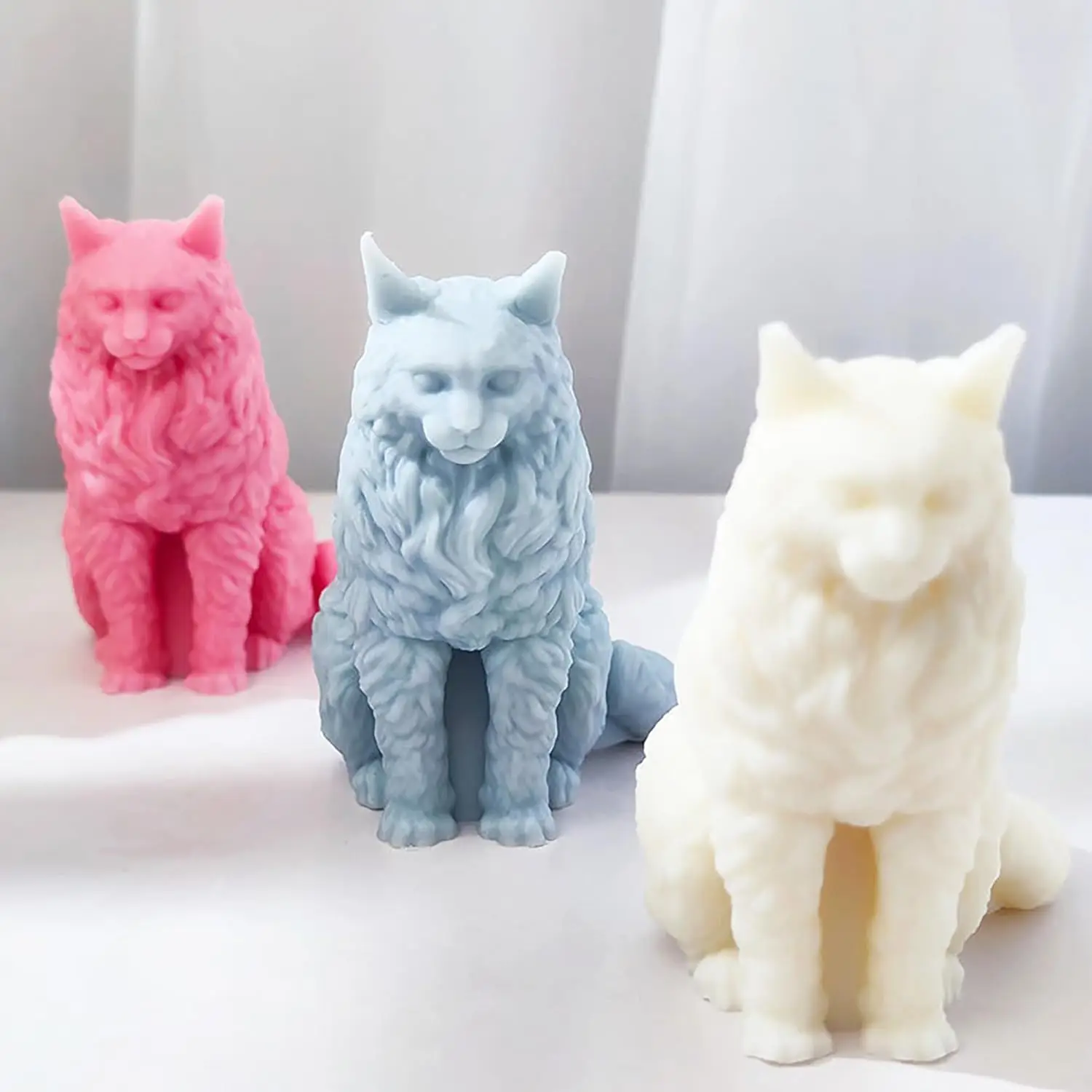 3D Cat Silicone Candle Mold Cute Kittens Styles DIY Handmade Crafts Making Wax Soap Aromatherapy Gypsum Epoxy Resin Mold