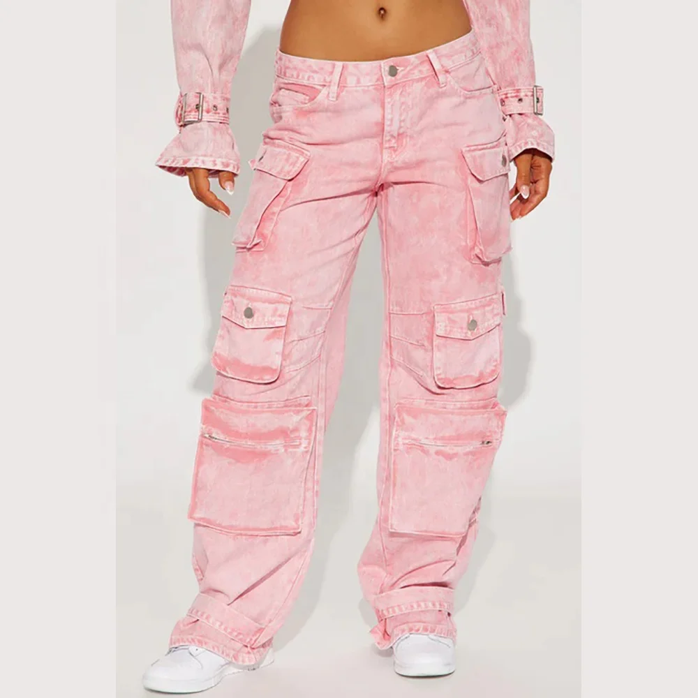 Wholesale Fashion Ripped Jeans Womens Denim pants Side Pocket New Trouser Pant For Woman Cargo Pant Jeans